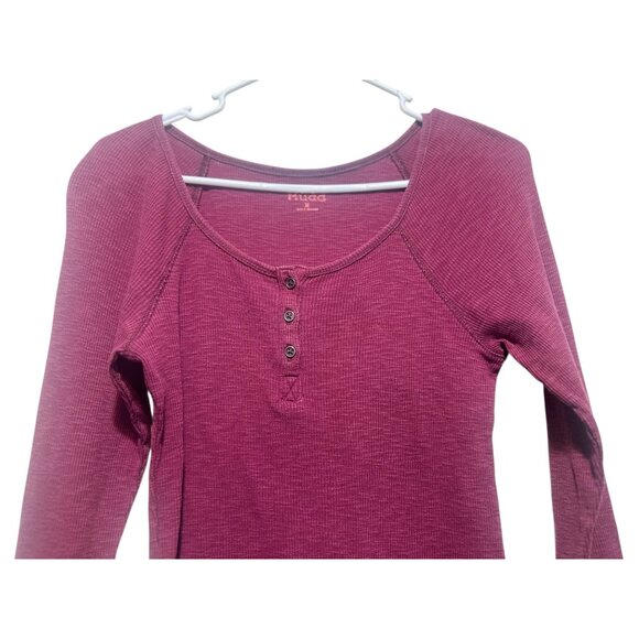 True Vintage Y2K Mudd Henley Top Women Medium Burgundy Bella Swan Twilight Ribbe - Picture 7 of 12
